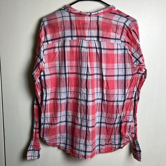 Old navy classic plaid button down top pink white blue XL - Picture 4 of 5